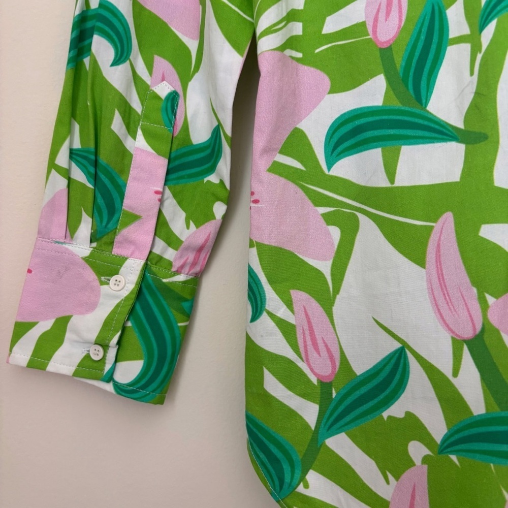 Maude Vivante Lily Floral Print Button Down Shirt XS Summer Resortwear - Picture 4 of 6